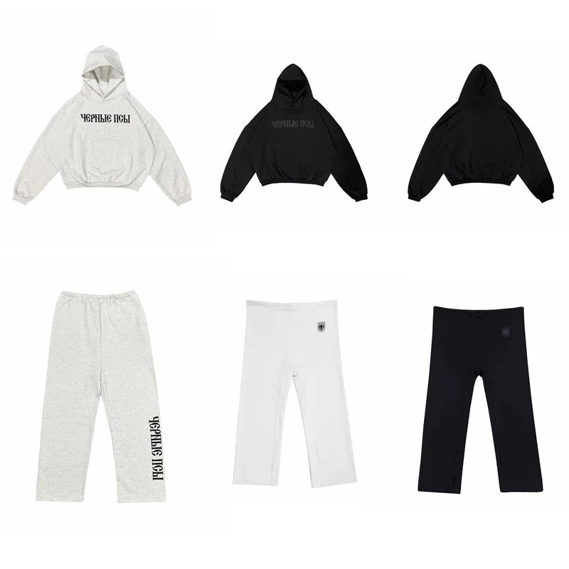 Russian letter printed hoodie casual short style loose autumn couple thin fleece hooded sweatshirt