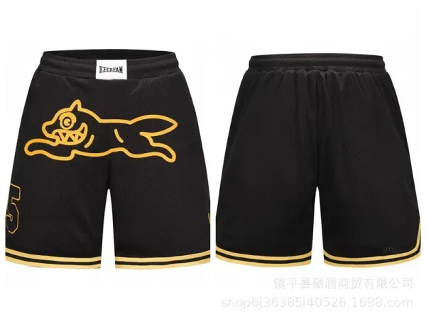 Icecream x Puma-Style Leopard Print Mesh Shorts Black/Gold - 1