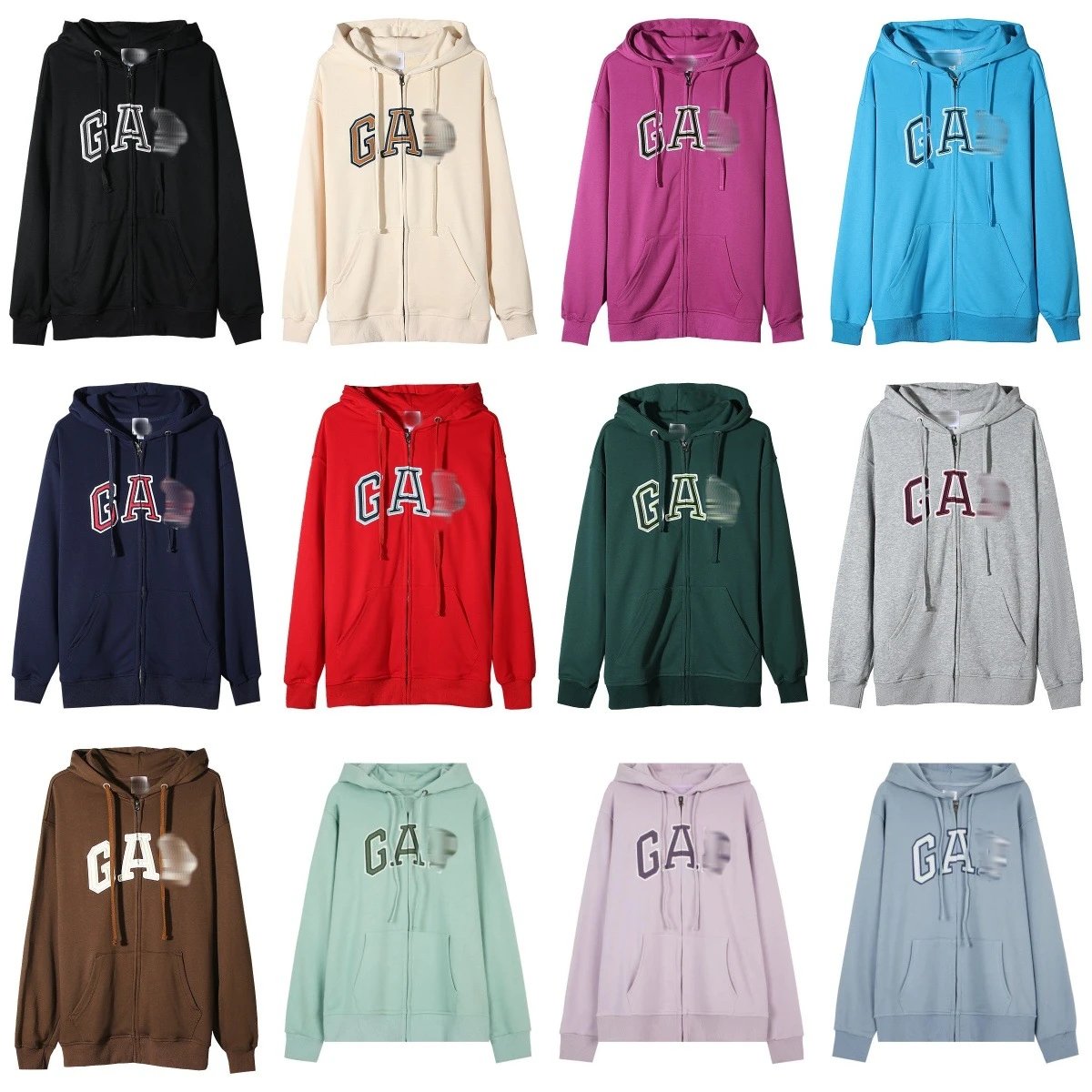 Trendy hooded zipper sweatshirt for autumn and winter, with embroidered letters for both men and women, loose fitting hoodie made of pure cotton