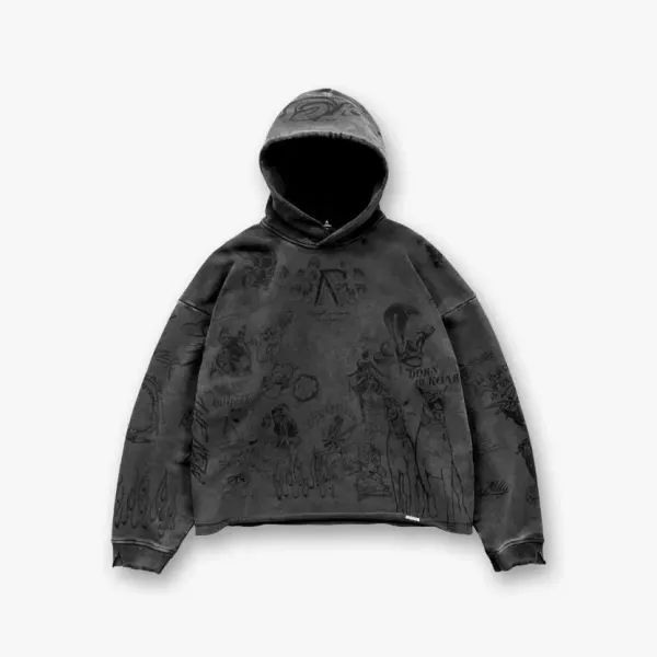 Raf Simons x Eastpak Printed Distressed Hoodie Black - 1