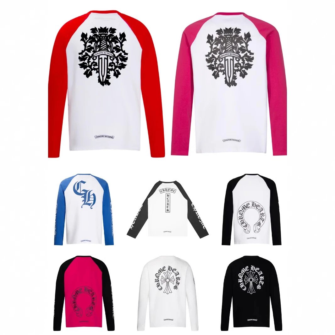 Chrome Hearts Cross Horseshoe Sanskrit Print Long Sleeve Tee Unisex Cross-Border Wholesale 25SS New