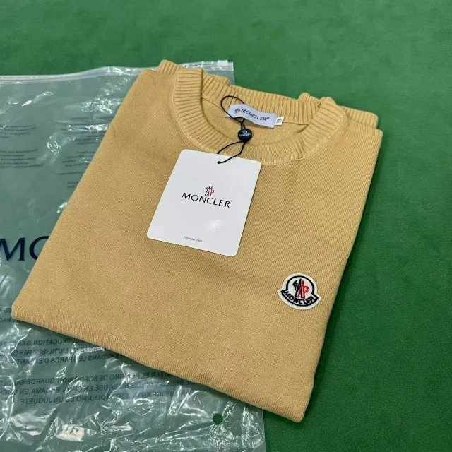 Moncler Knitwear Crewneck knit sweater with logo patch product detail image 7