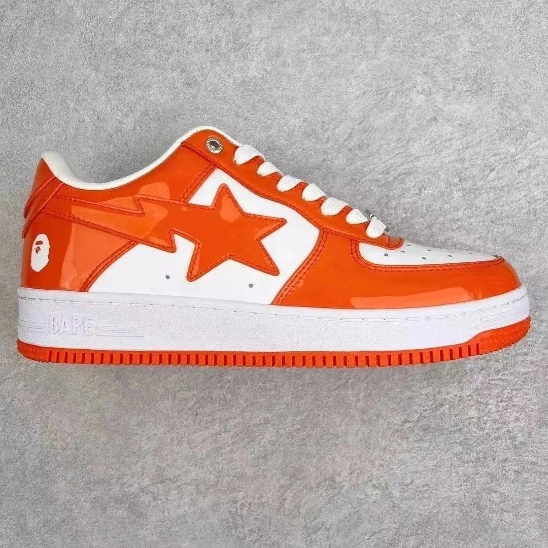 White Orange Patent Leather