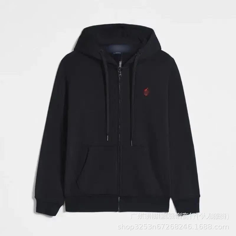 Embroidered Zip Hoodie with Drawstring photo 3