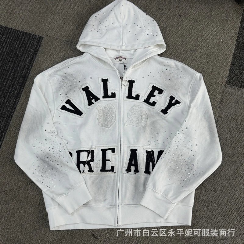 Rhinestone Zip Hoodie and Casual Pants Set photo 6