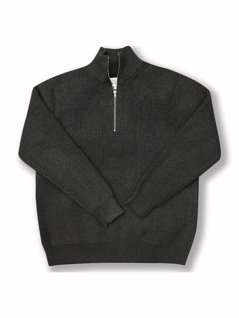 Autumn Winter Half High Neck Zip Knit Sweater photo 5