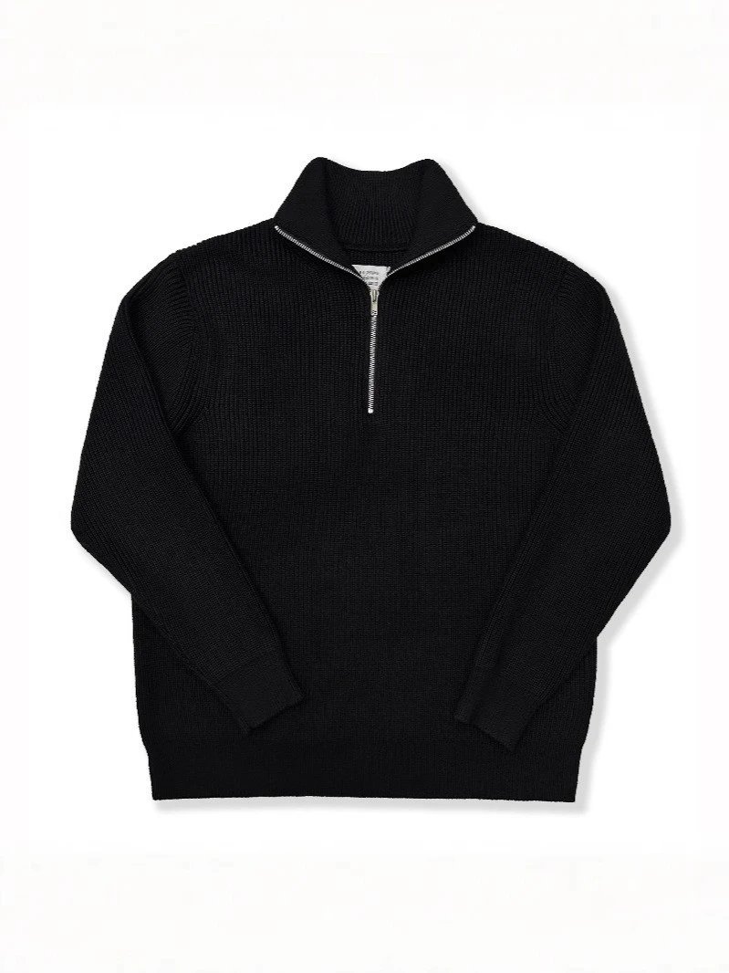 Autumn Winter Half High Neck Zip Knit Sweater photo 7