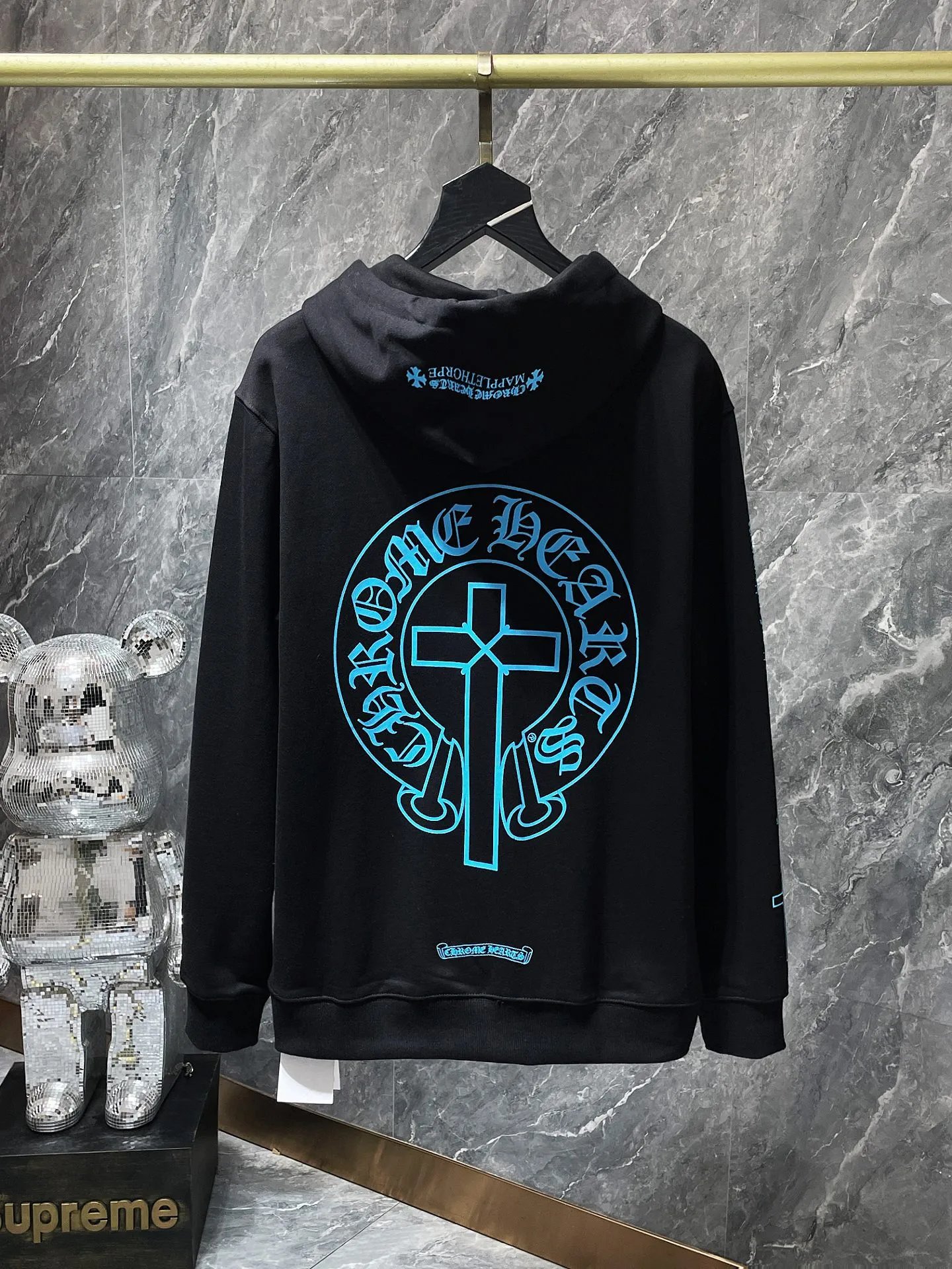 Blue Letter Print Zip Hoodie photo 3