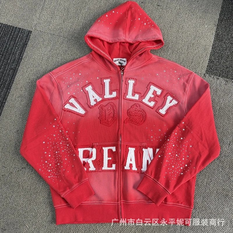 Rhinestone Zip Hoodie and Casual Pants Set photo 4