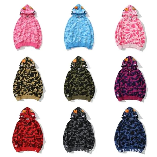 A Bathing Ape Hoodies & Sweatshirts Shark full-zip camouflage hoodie product detail image 4