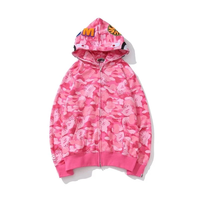 A Bathing Ape Hoodies & Sweatshirts Shark full-zip camouflage hoodie — 6373 pink