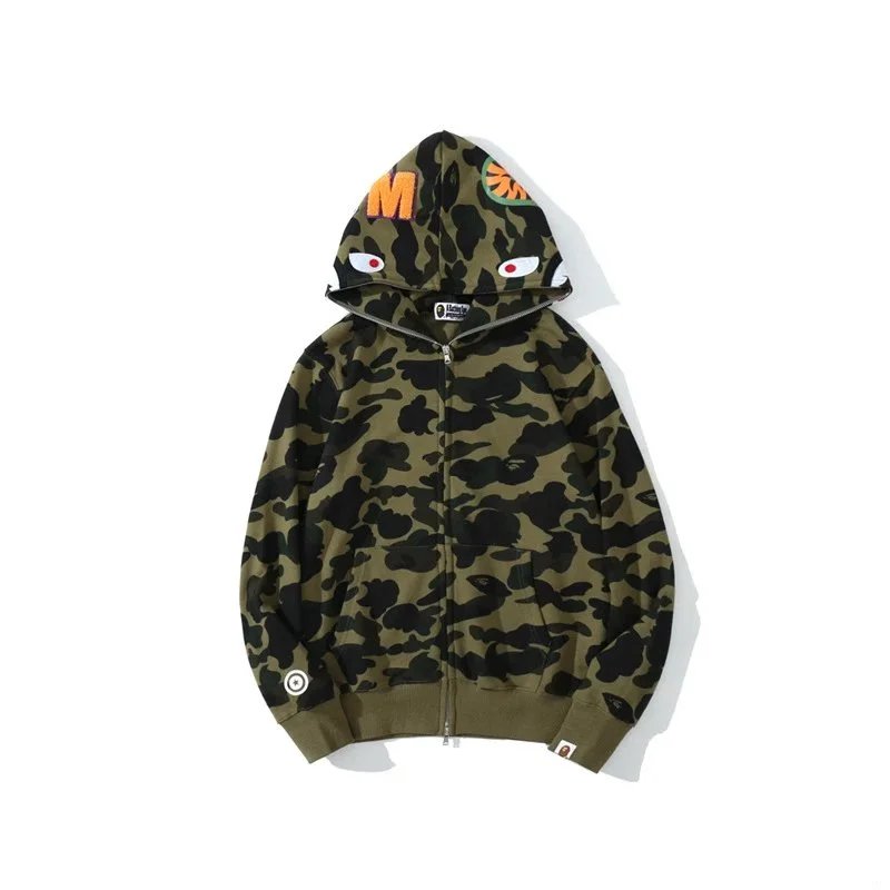 A Bathing Ape Hoodies & Sweatshirts Shark full-zip camouflage hoodie — 6767 green