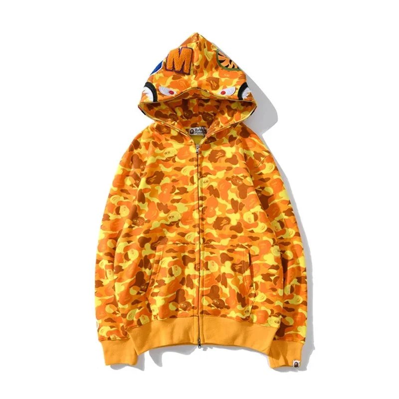A Bathing Ape Hoodies & Sweatshirts Shark full-zip camouflage hoodie — 6399 yellow