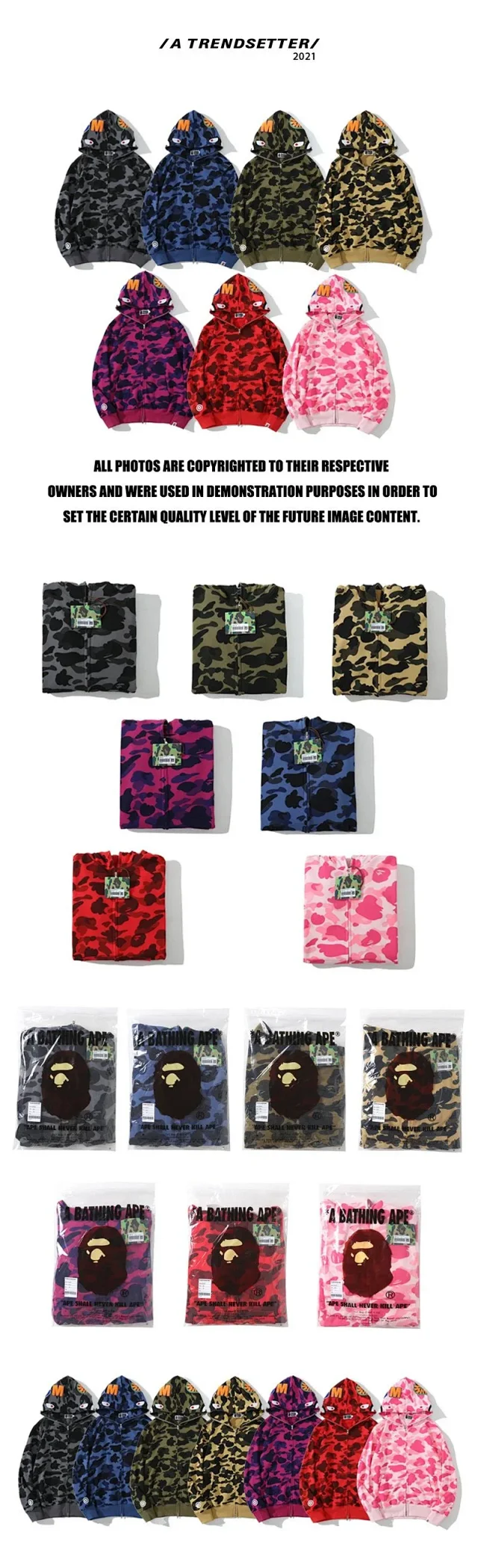 A Bathing Ape Hoodies & Sweatshirts Shark full-zip camouflage hoodie product detail image 2