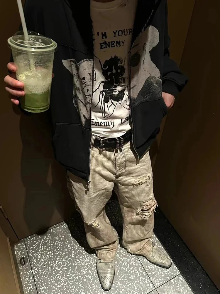 ERD Canvas Distressed Denim Jeans 3