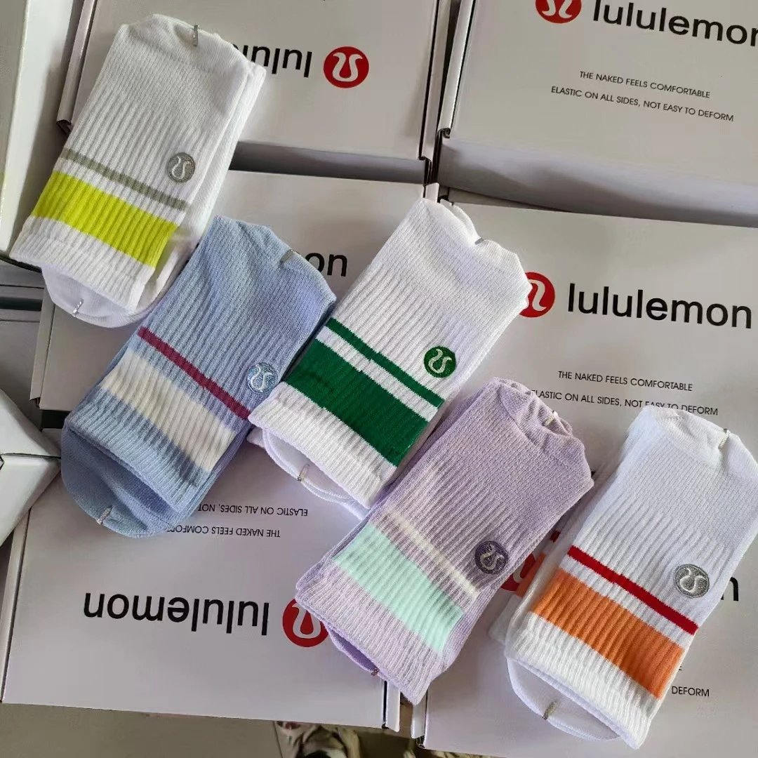 Lululemon Logo-Embroidered Crew Socks in Neutral Tones - 5