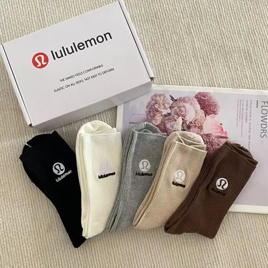 Lululemon Logo-Embroidered Crew Socks in Neutral Tones - 3