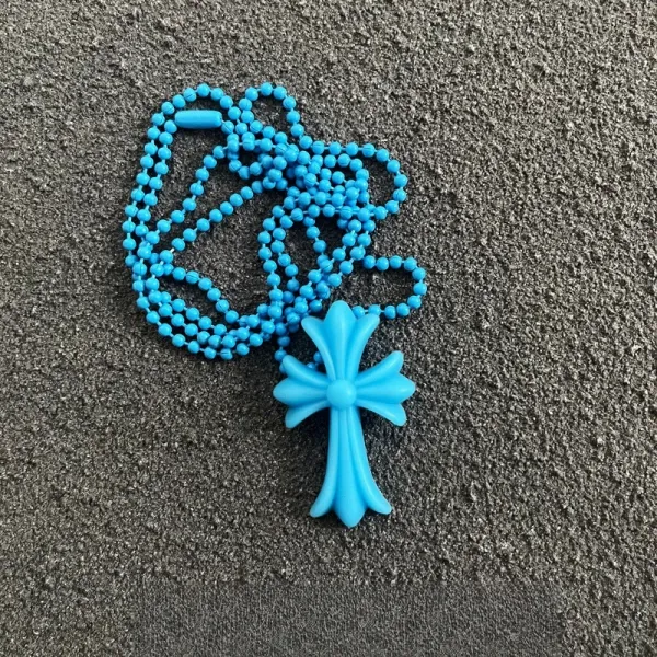 Chrome Hearts Cross Pendant Necklace Turquoise Blue Jewelry - 1