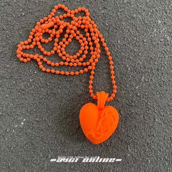 Design Orange Heart Pendant Necklace Jewelry - 1