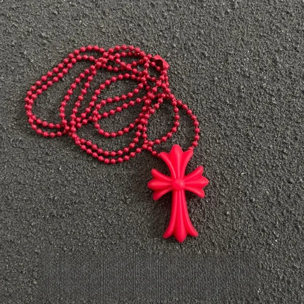 Chrome Hearts Cross Pendant Necklace Red - 1