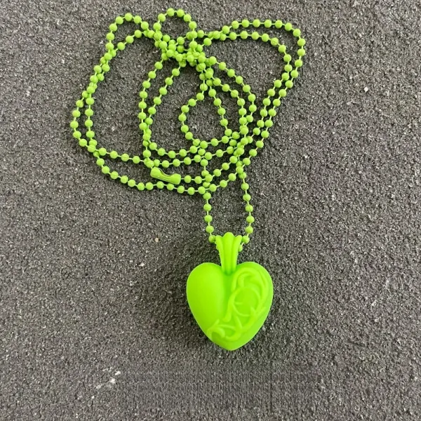 Design Heart Pendant Necklace Lime Green Jewelry - 1