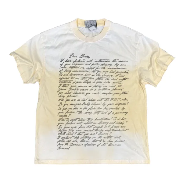 Design Letter Print Vintage Wash T-Shirt - 1