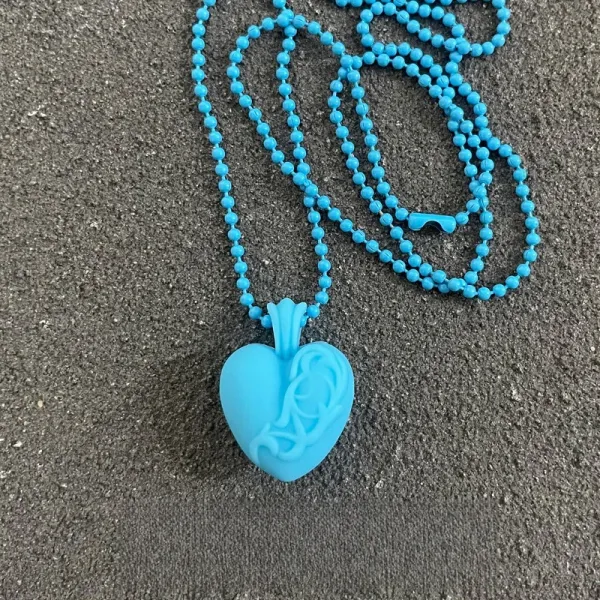 Design Heart Pendant Necklace Turquoise Blue Jewelry - 1