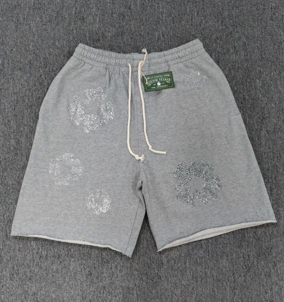 Denim Tears Floral Embroidered Gray Sweat Shorts - 1