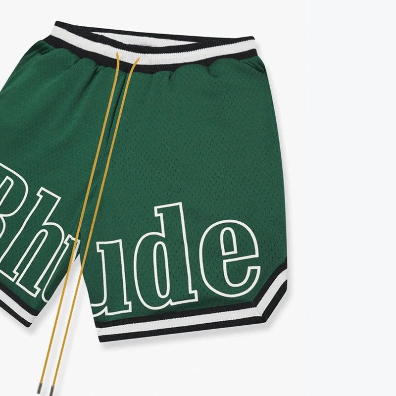 Rhude Basketball Shorts Mesh Logo Green