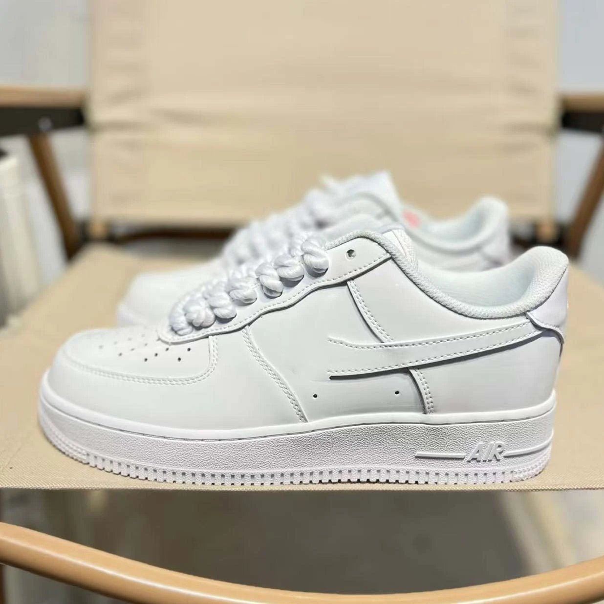 White and black patent leather