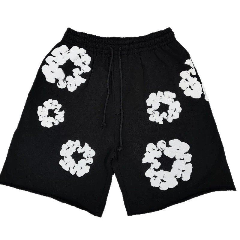 Design Floral Print Green Drawstring Shorts - 6