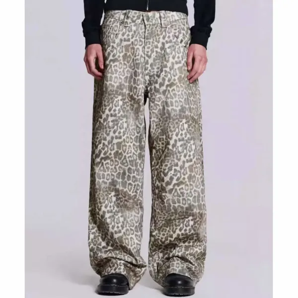 Design Leopard Print Wide-Leg Jeans - 1