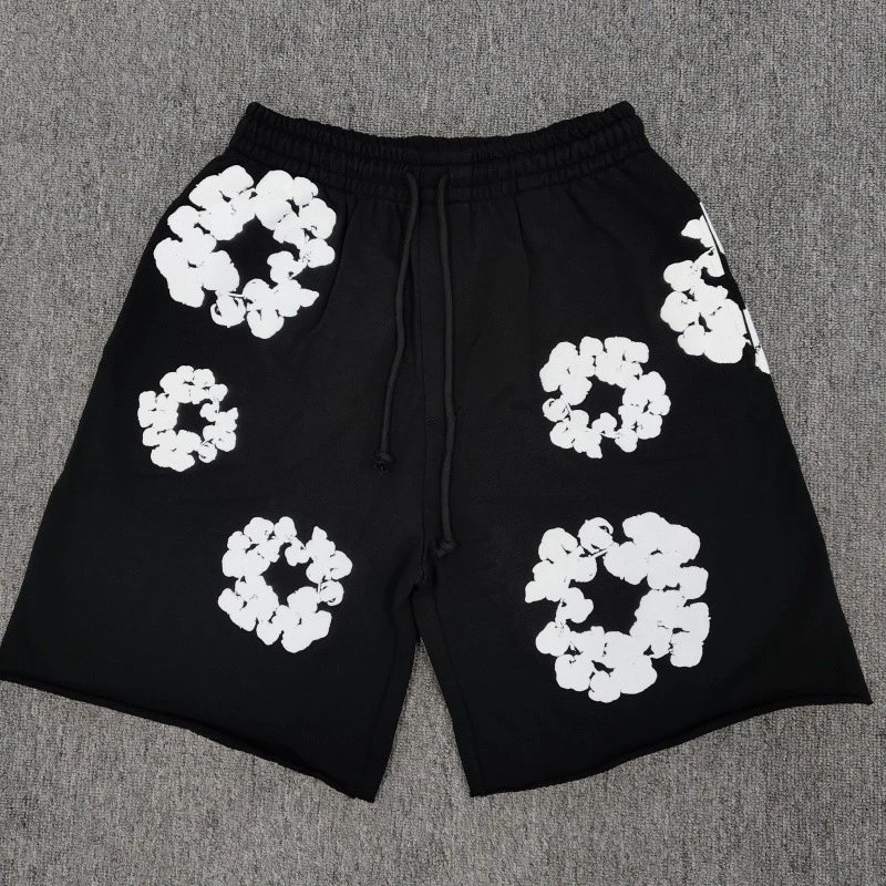 Design Floral Print Green Drawstring Shorts - 4