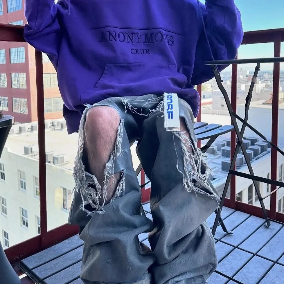 Purple Loose Hoodie Sports Sweatpants Wide Leg Pants suit 4