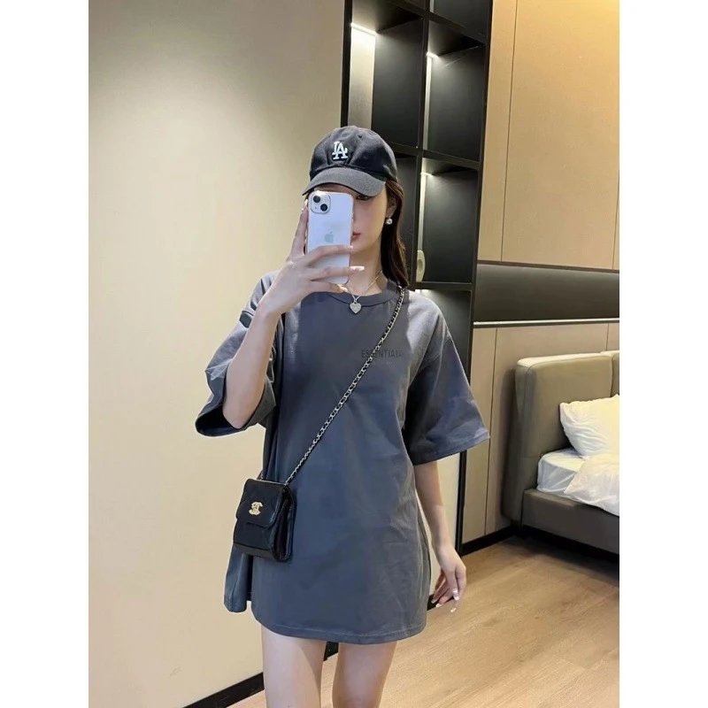 Five-pointed Star Print Half-sleeve Round Neck Loose Tee