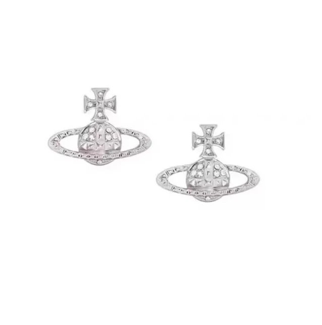 Vivienne Westwood Orb Cross Earrings Silver Jewelry