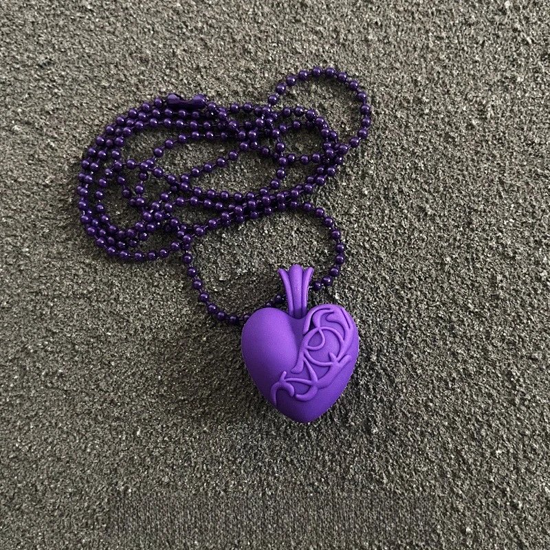 Heart Pendant Necklace Yellow Bead Chain Jewelry