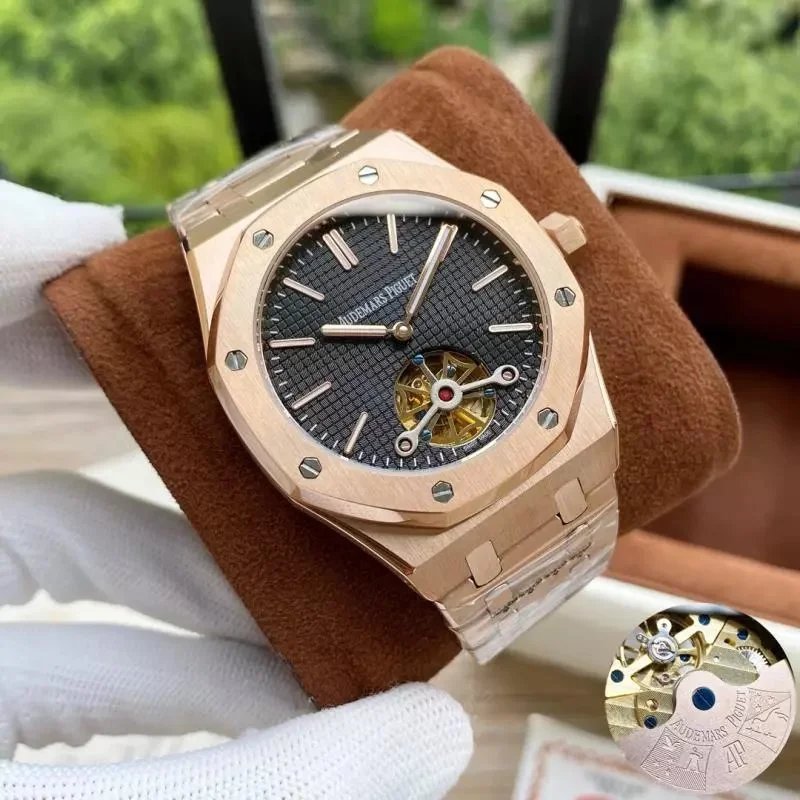 【款式二】玫瑰金壳·黑盘钢带