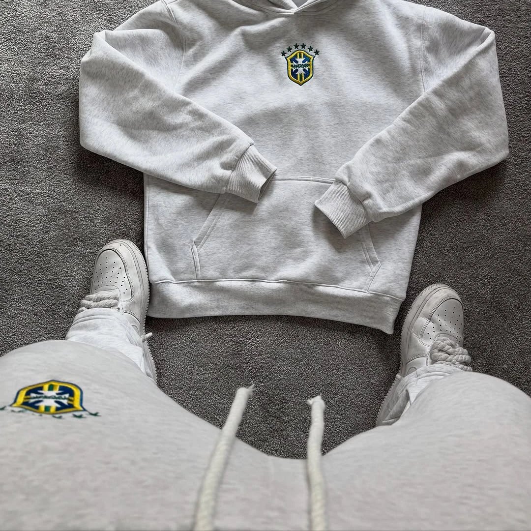 Corteiz Brasil Hoodie Badge Heather Grey