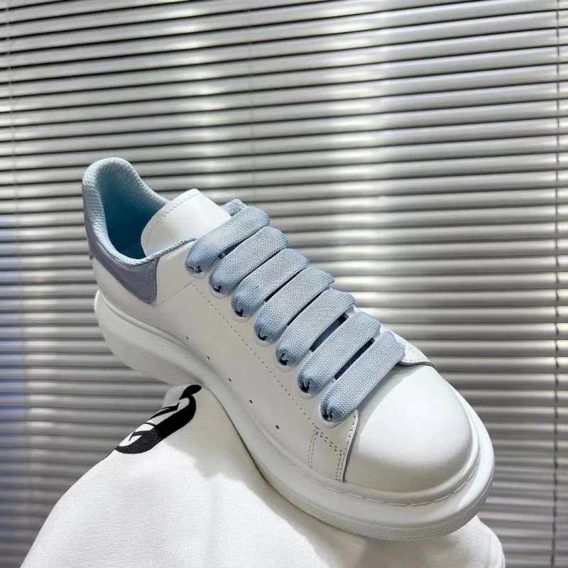Design Denim-Texture Platform Sneakers Blue Beige - 7