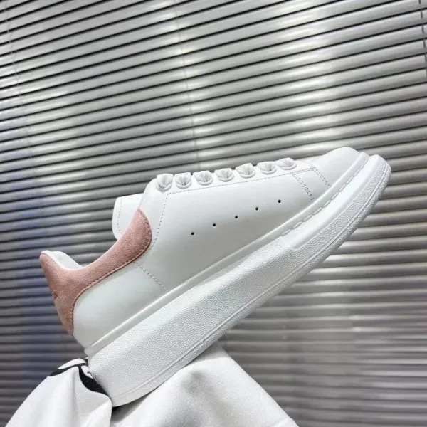 Alexander McQueen Oversized Sneaker White with Pink Suede Heel Tab Chunky Sneakers - 1