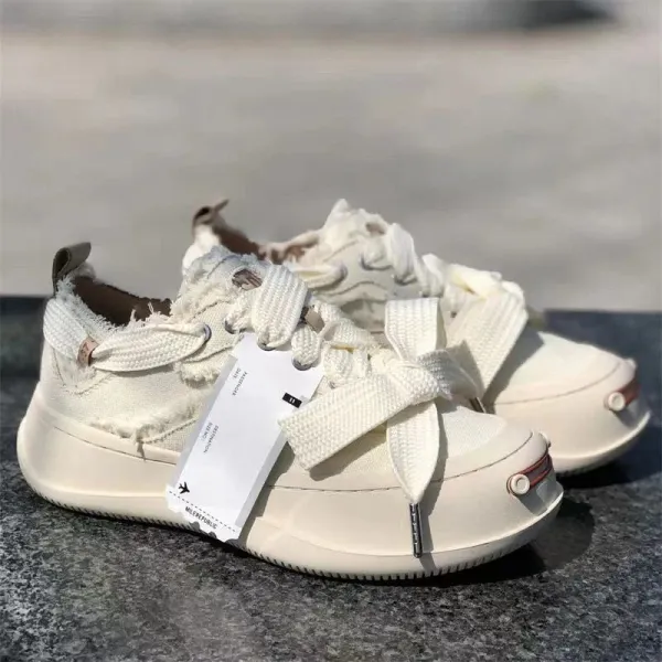 Design Mile Republic Distressed Bow Sneakers White Chunky Sneakers - 1