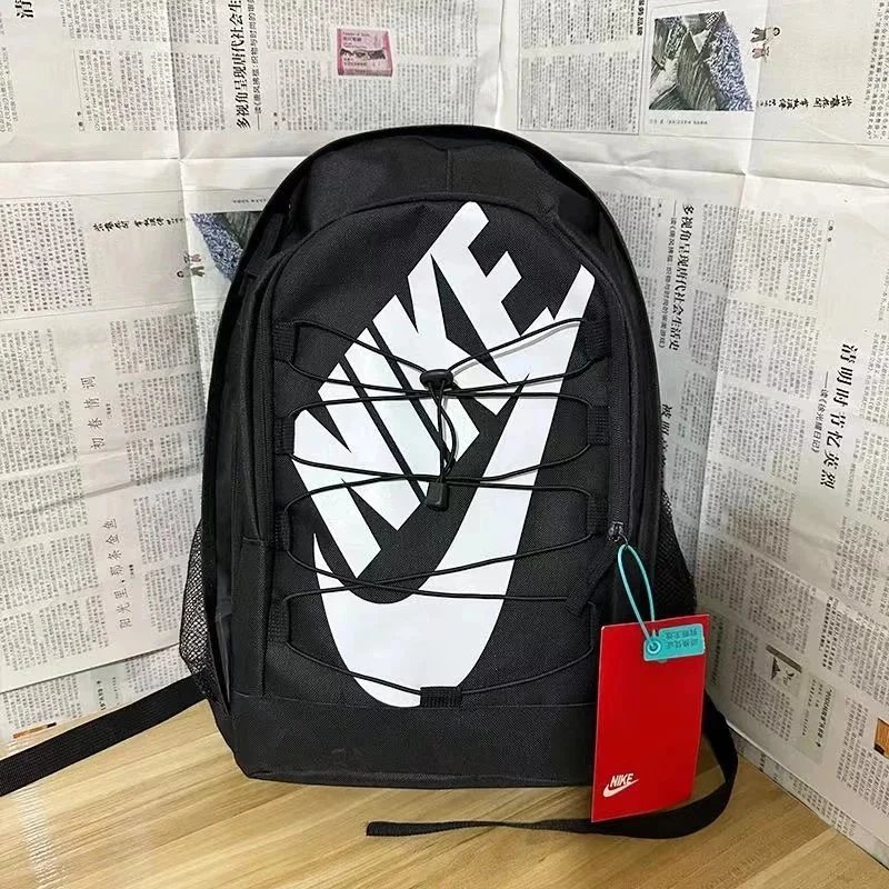 Nike Swoosh Mesh-Overlay Black Backpack - 24