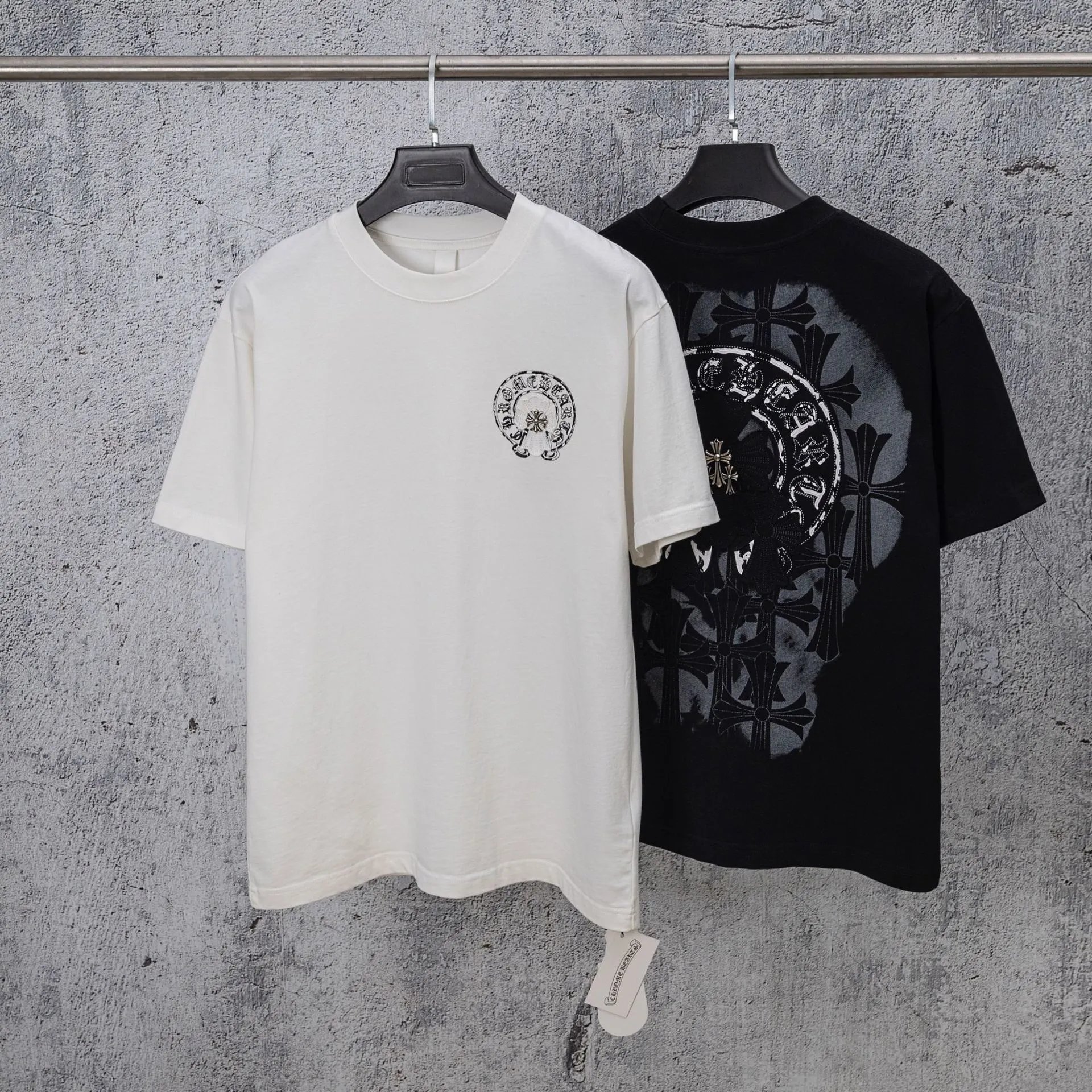 Chrome Hearts Cross Embroidered White Black Graphic Tee