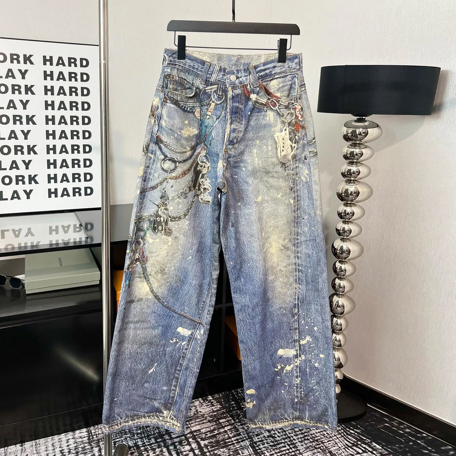 Distressed Blue Wide Leg Jeans