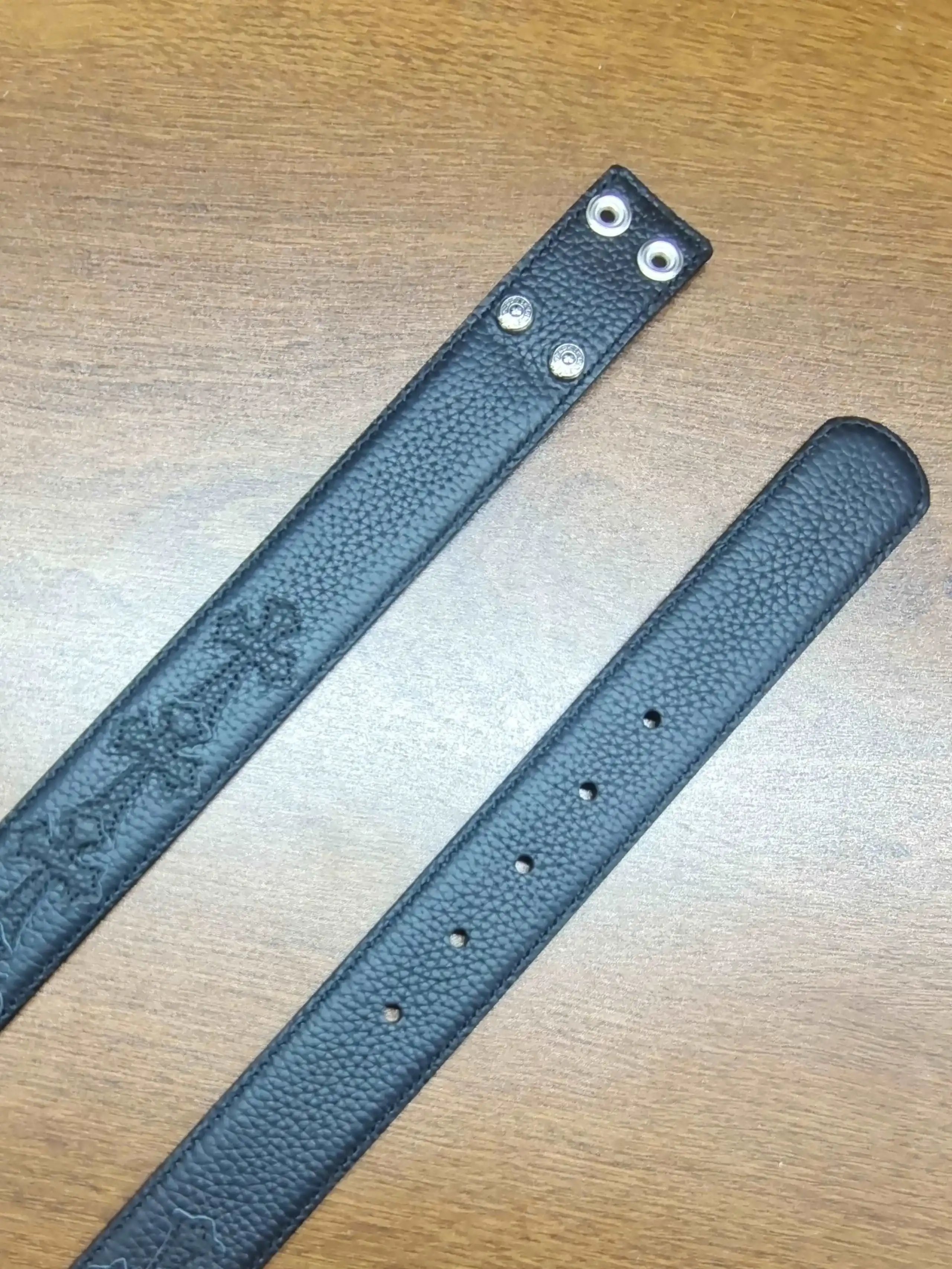 Black Leather Cross Lychee Pattern