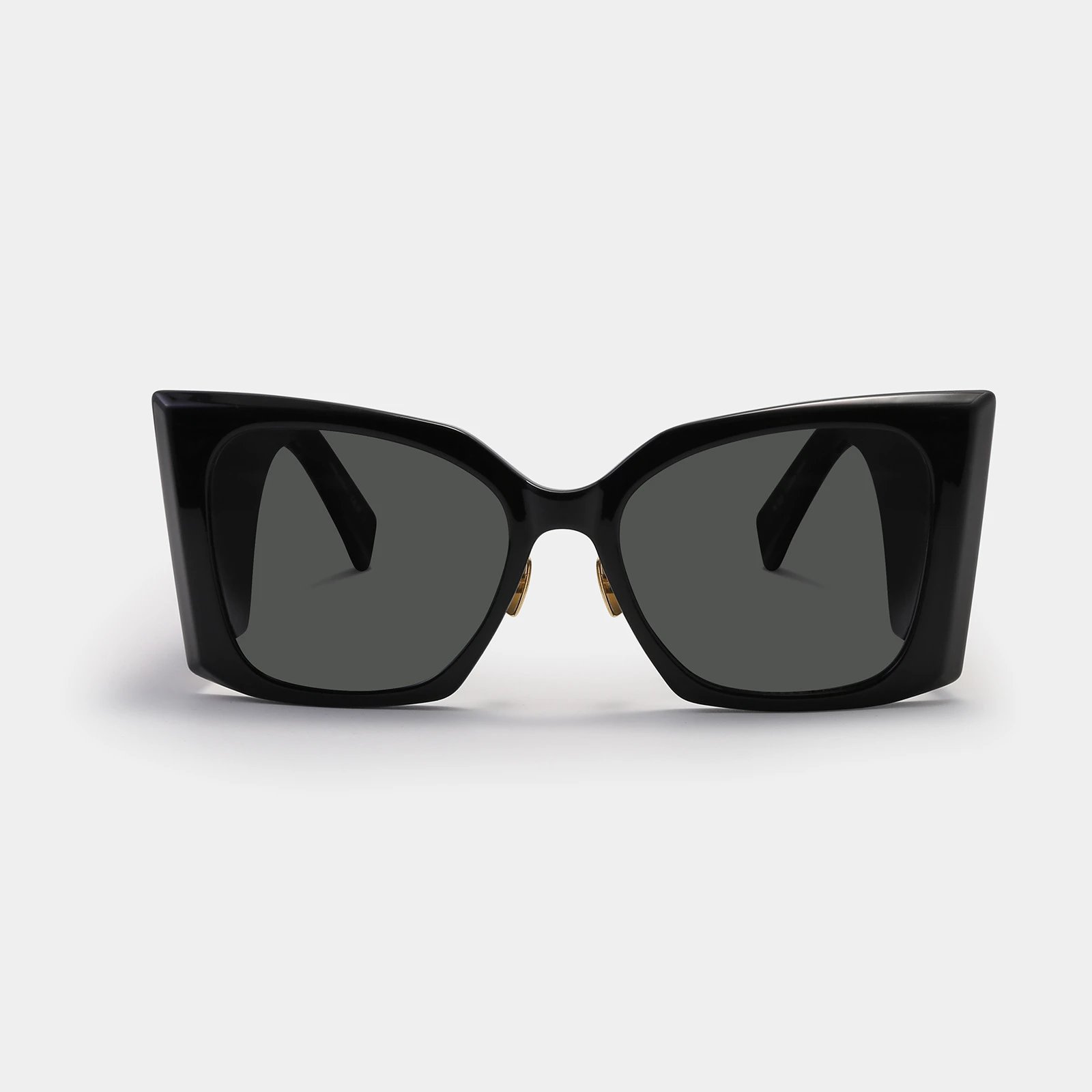 Black Square Sunglasses with Gold Accents