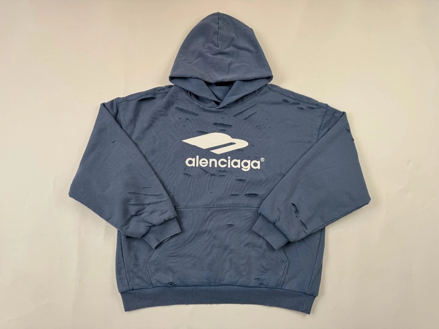 Balenciaga Distressed B Logo Hoodie 2