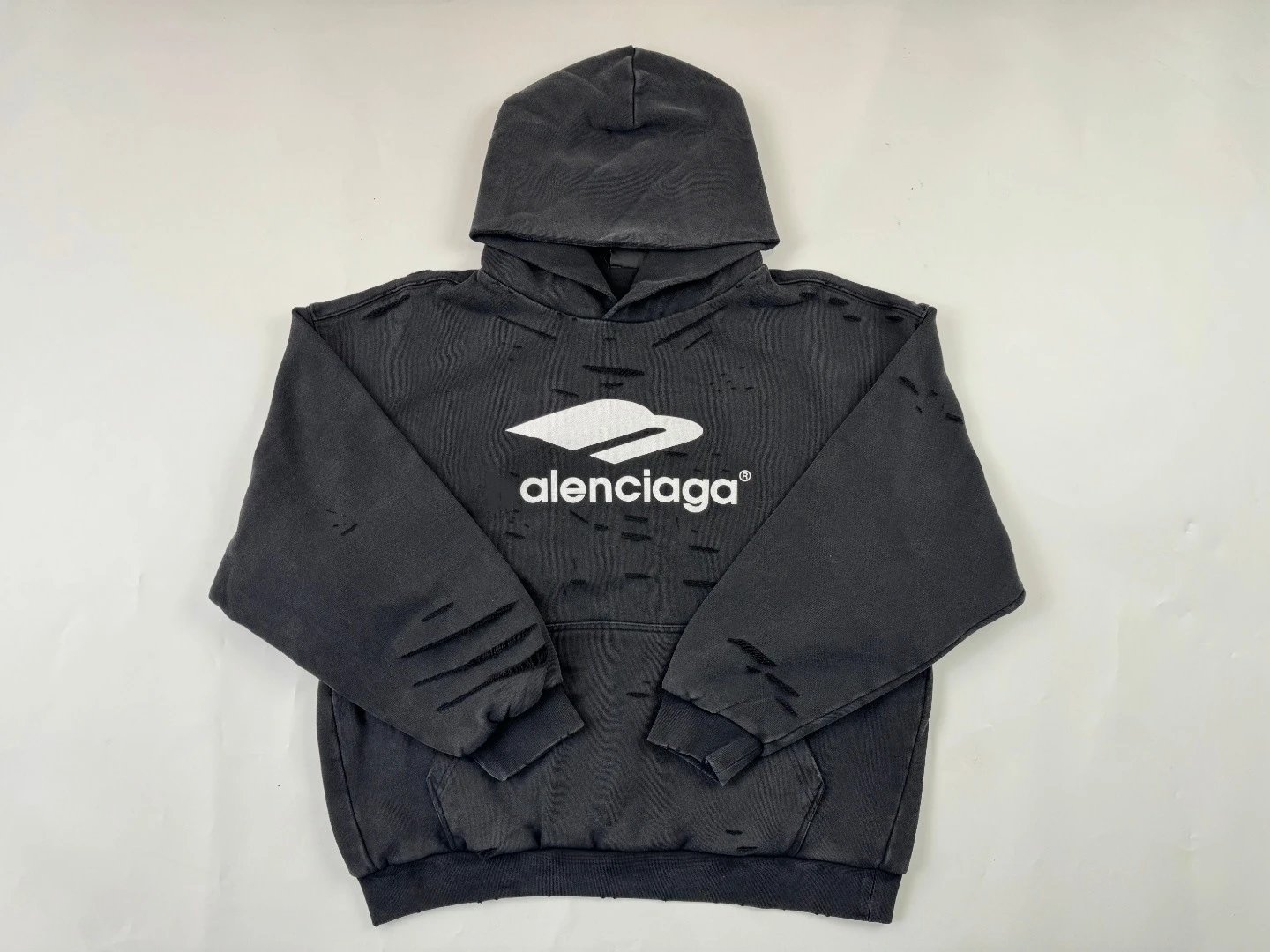 Balenciaga Distressed B Logo Hoodie 3