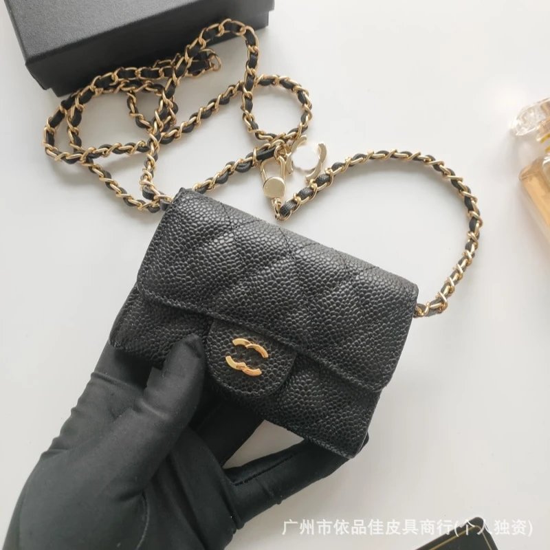 Explosive small fragrant style genuine leather small waste bag mini CF crossbody bag chain waist bag accessory bag coin purse